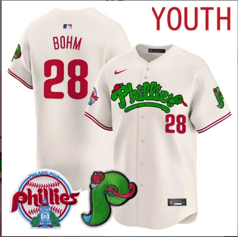 Youth  Philadelphia Phillies #28 Bohm cream Limited 2024 MLB Nike jersey